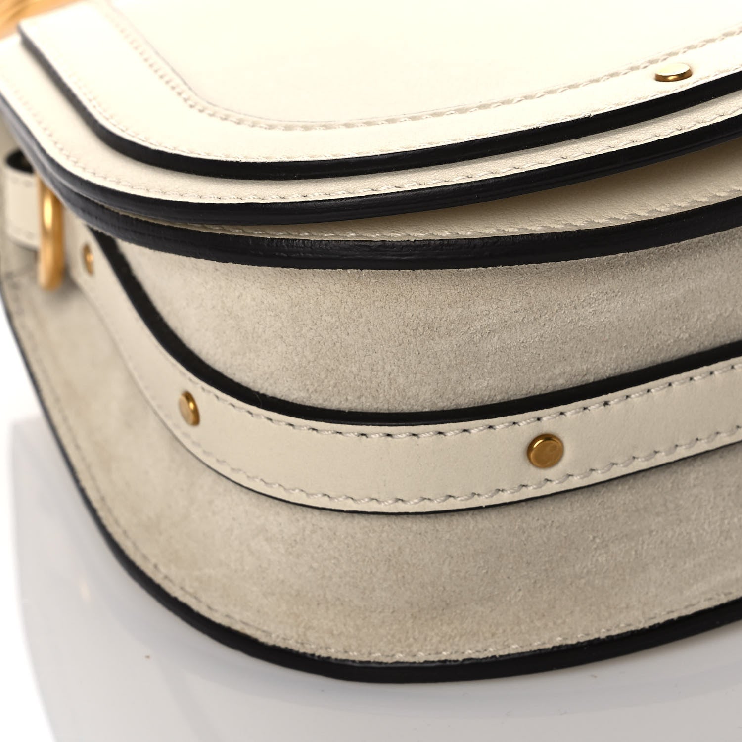 Chloe Calfskin Suede Small Nile Bracelet Bag Off White 8 of 11