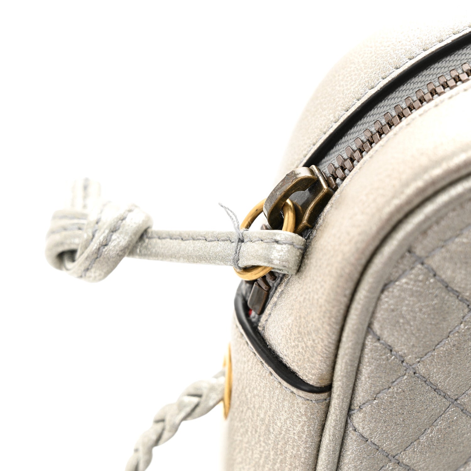 Gucci Laminated Nappa Web Trapuntata Small GG Shoulder Bag Argento 12 of 12