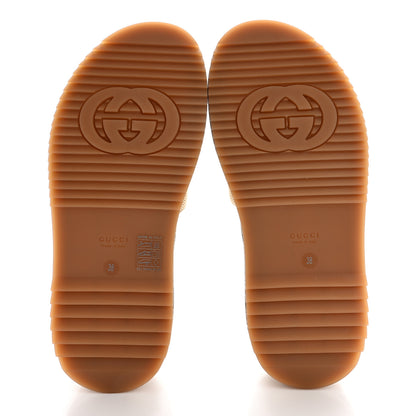 Gucci Monogram Maxi GG Angelina Platform 55mm Slide Sandals 38 Camel Ebony 5 of 9