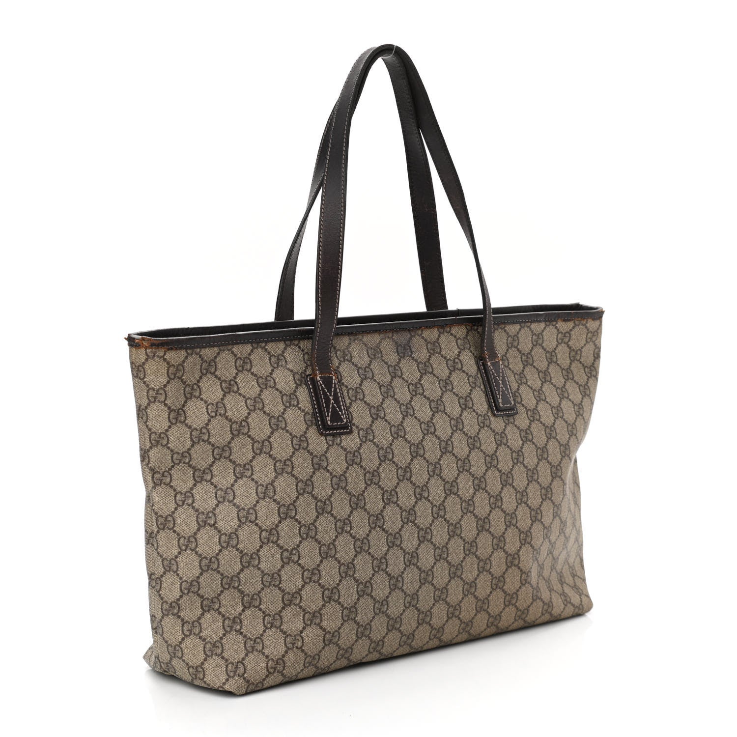 Gucci GG Supreme Monogram Medium Zippered Shopping Tote Dark Brown 3 of 14