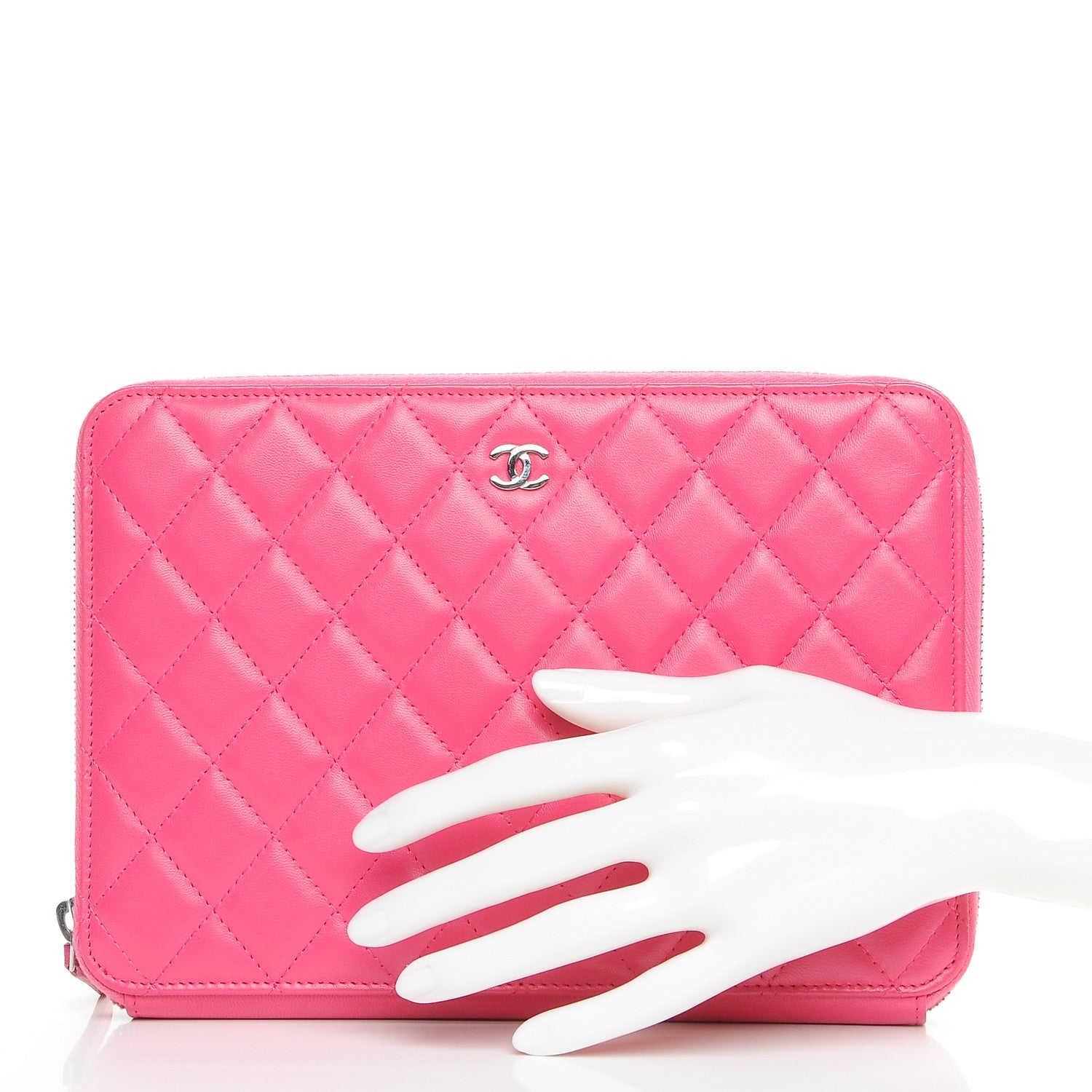 Chanel Lambskin Quilted Travel Case Pink 2 of 10
