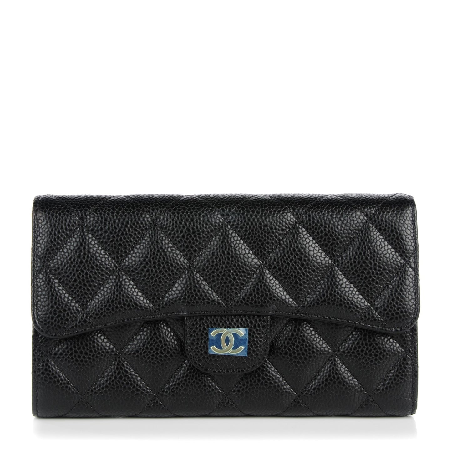 Caviar Quilted Large Flap Wallet Black