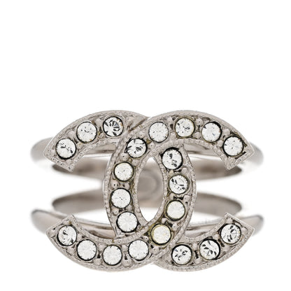 Chanel Crystal CC Ring 52 6 Silver 1 of 5