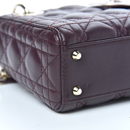 Christian Dior Lambskin Cannage Mini Lady Dior Plum 9 of 12