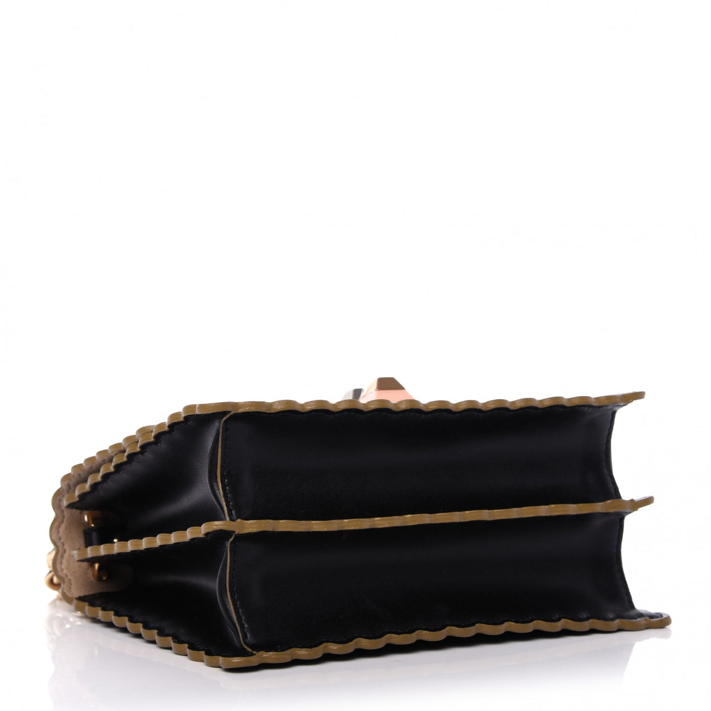 Vitello Liberty Scalloped Studded Small Kan I Shoulder Bag Black