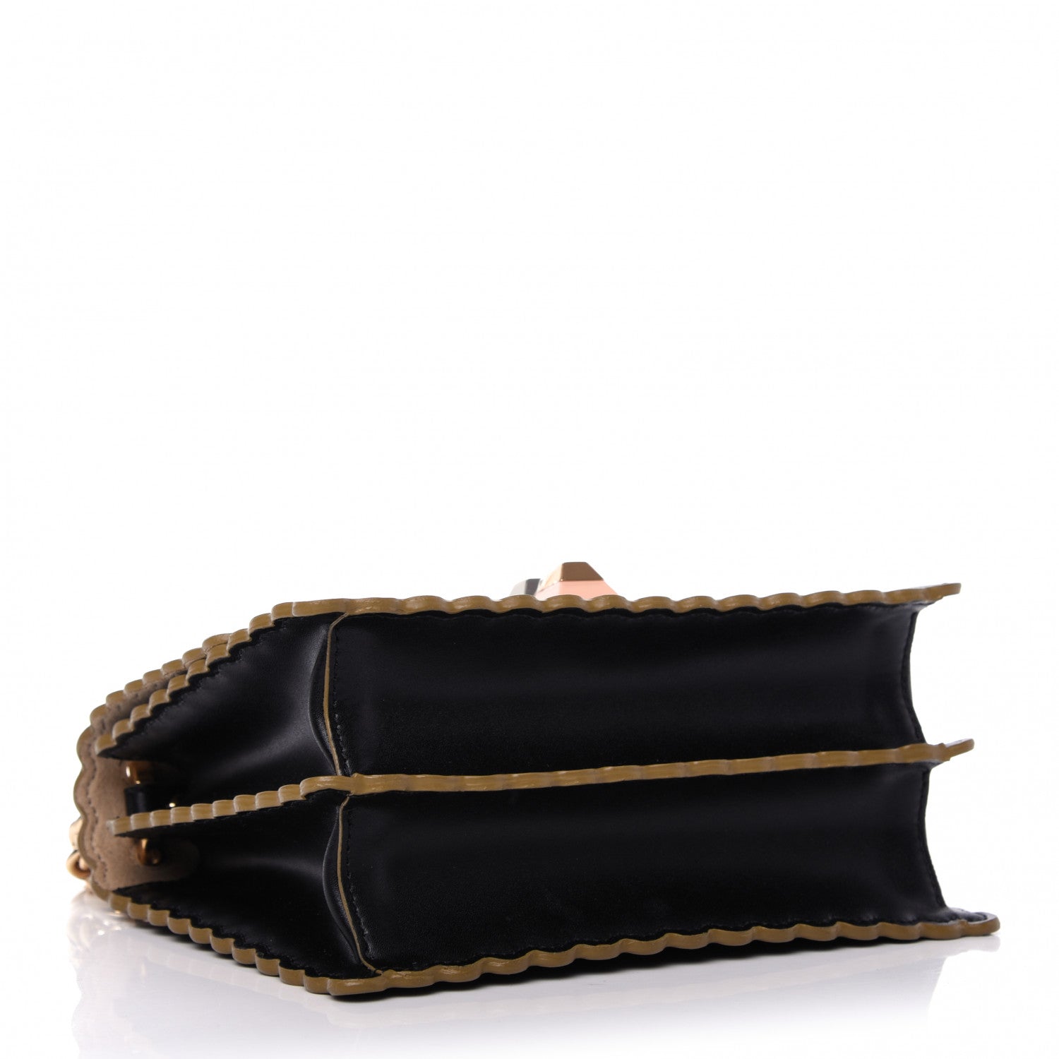 Fendi Vitello Liberty Scalloped Studded Small Kan I Shoulder Bag Black 4 of 9