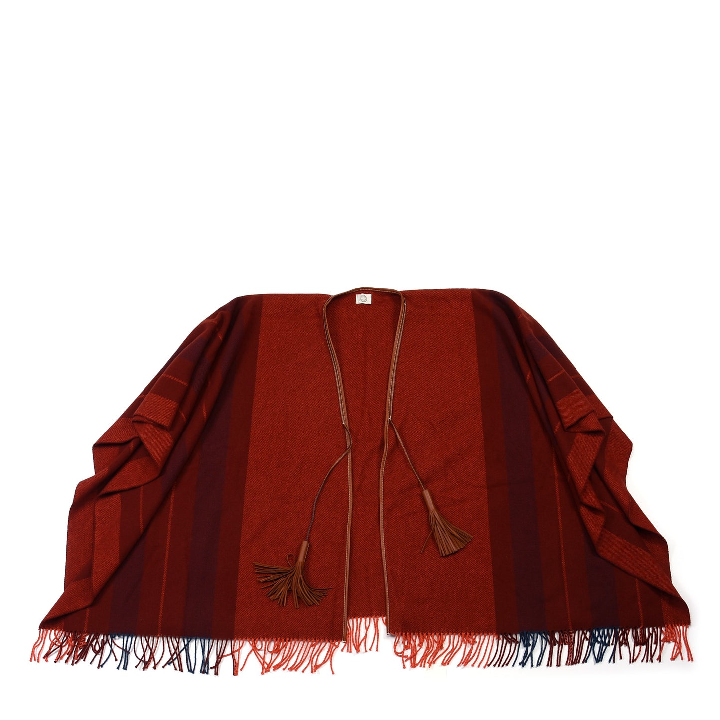 Merino Wool Cashmere Rocabar Poncho Rouge H
