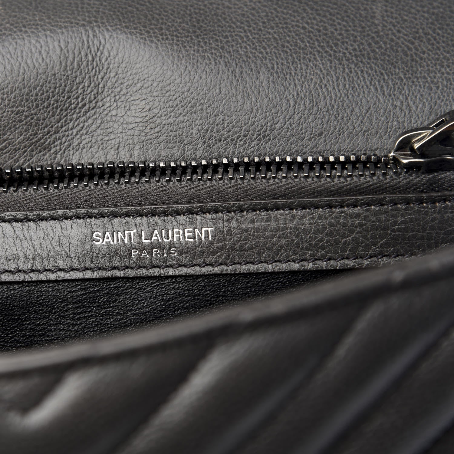 Saint Laurent Sheepskin Matelasse Chevron Monogram Medium College Bag Light Coal 8 of 9