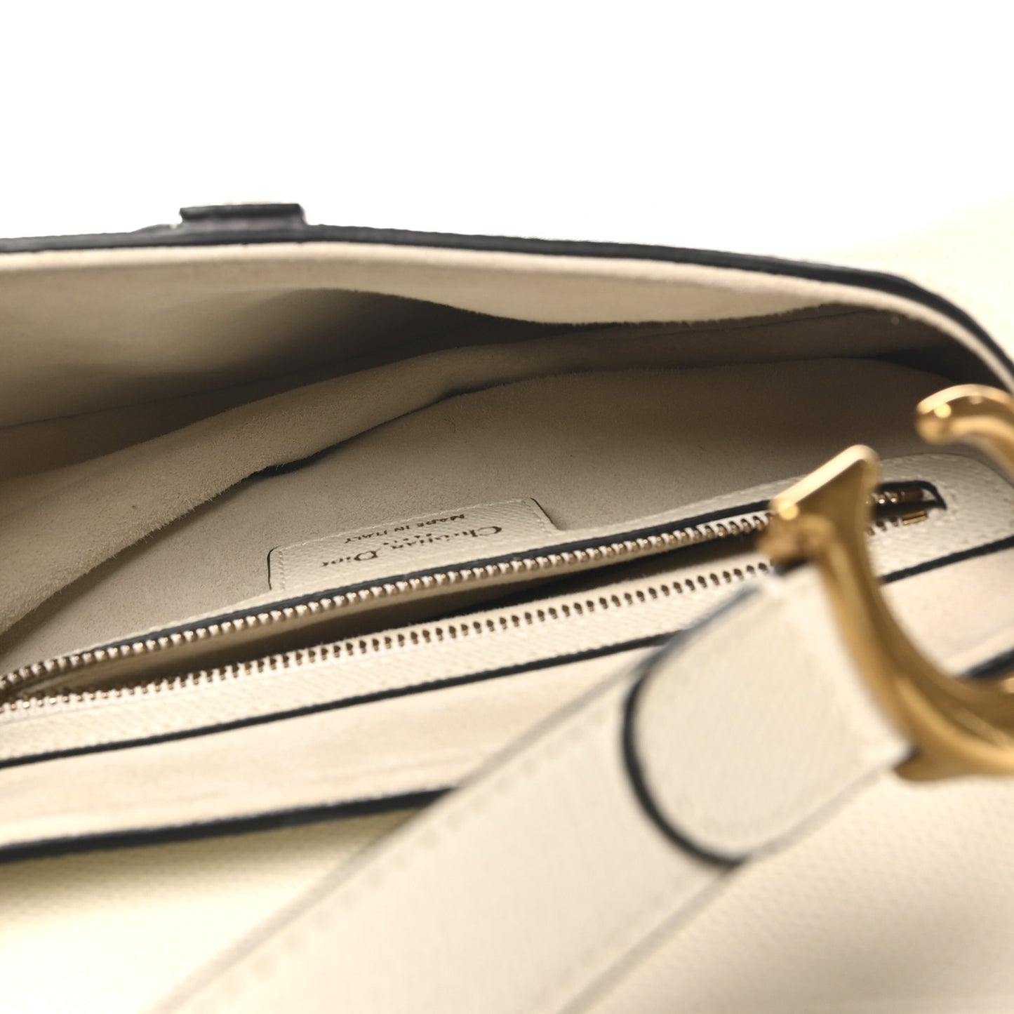 Grained Calfskin Saddle Bag White