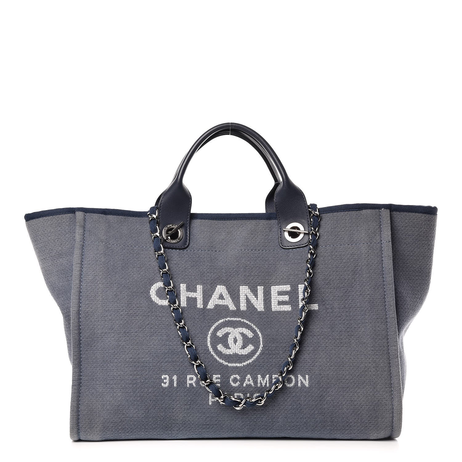 Chanel Canvas Large Deauville Tote Denim Blue 1 of 14
