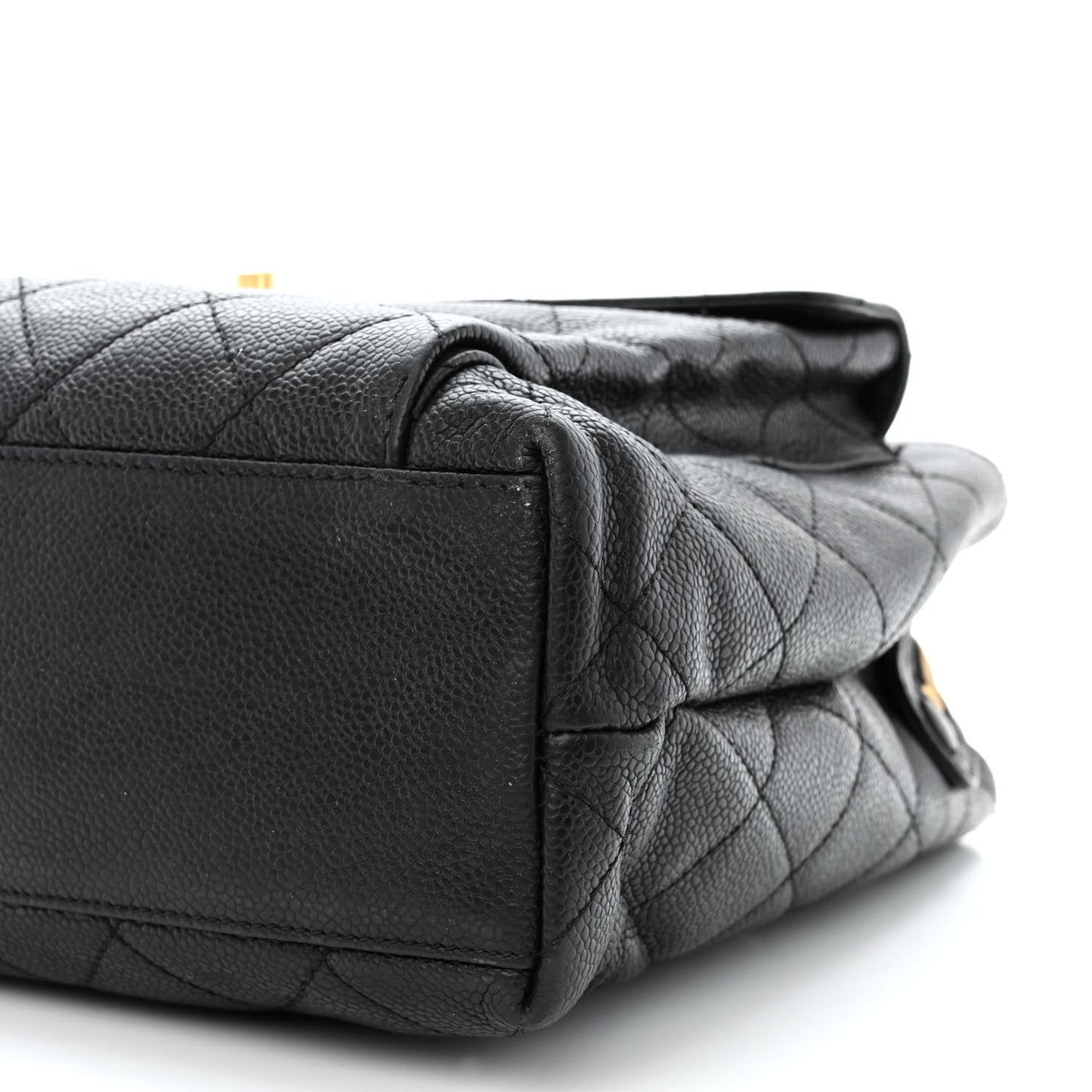 Caviar Quilted Pocket Shopping Tote Black