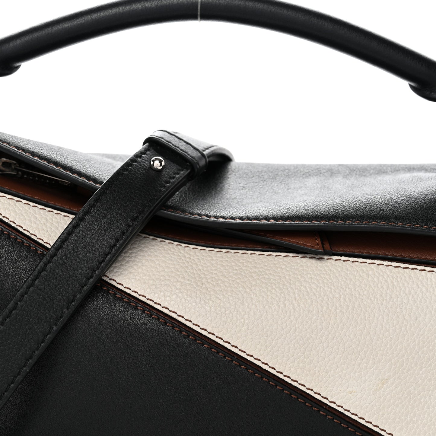 Calfskin Small Puzzle Bag Brunette Soft White Black