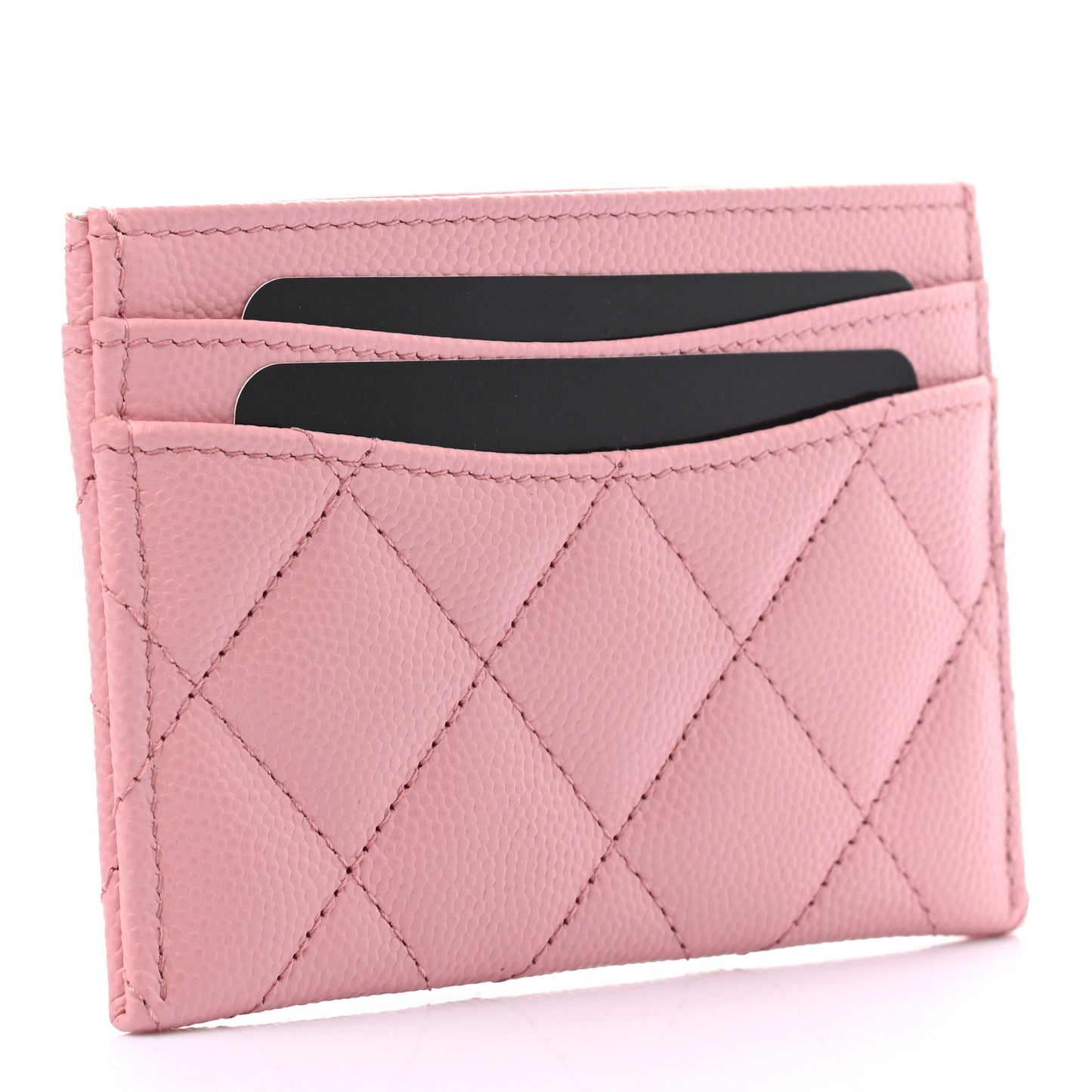 Caviar Quilted Card Holder Pink