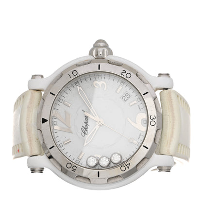 Chopard Stainless Steel Rubber 3 Floating Diamond 38mm Happy Sport Watch White 2 of 5