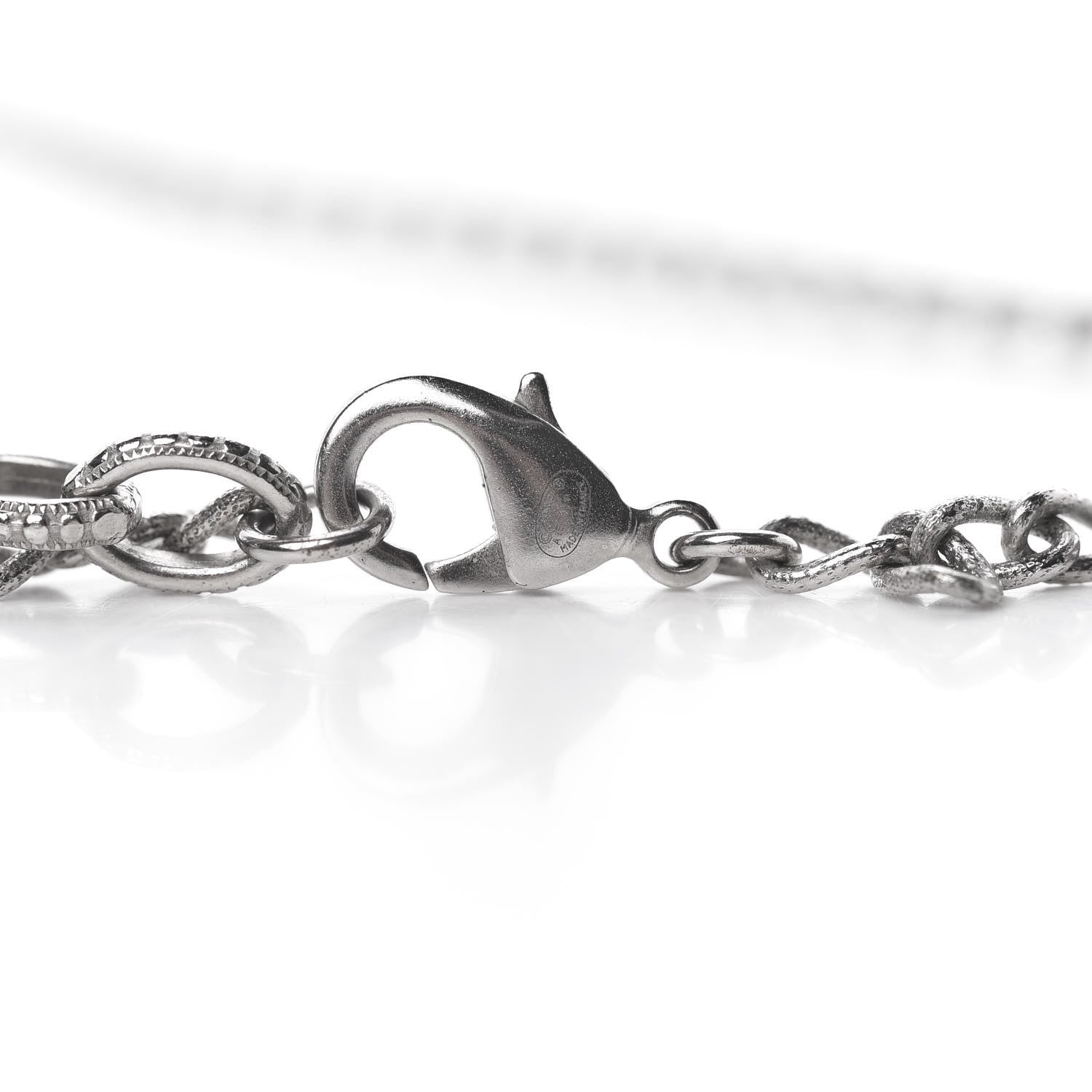 Chanel Crystal Baguette CC Double Strand Necklace Silver Blue 4 of 5