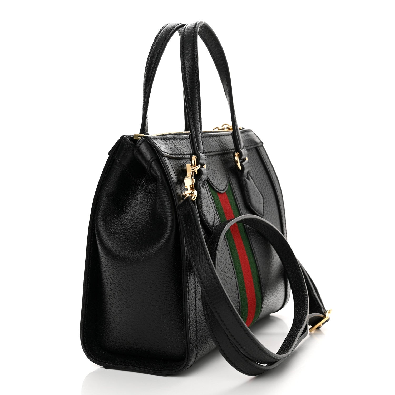 Gucci Textured Calfskin Web Small Ophidia Tote Bag Black 3 of 13