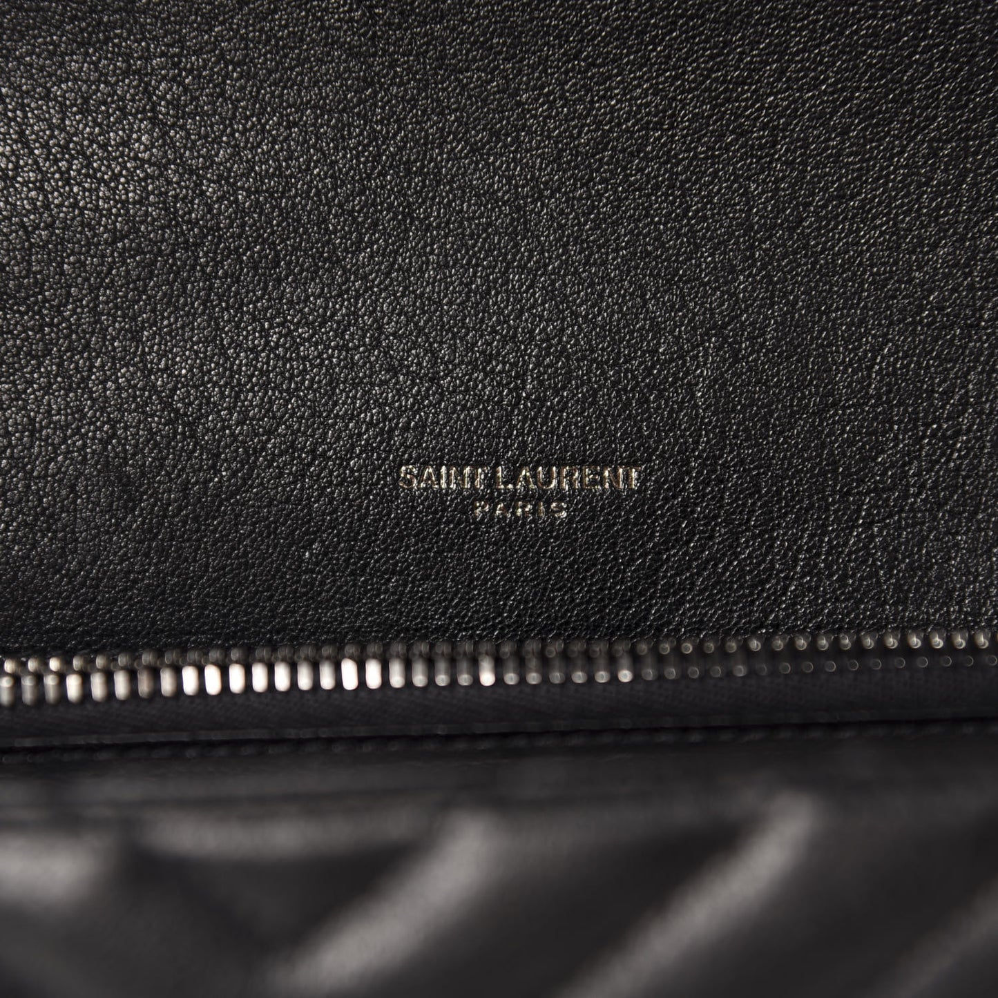 Sheepskin Matelasse Chevron Monogram Large College Satchel Black