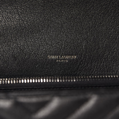 Saint Laurent Sheepskin Matelasse Chevron Monogram Large College Satchel Black 8 of 10