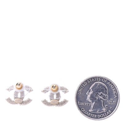 Chanel Pearl Crystal CC Earrings Light Gold 2 of 5