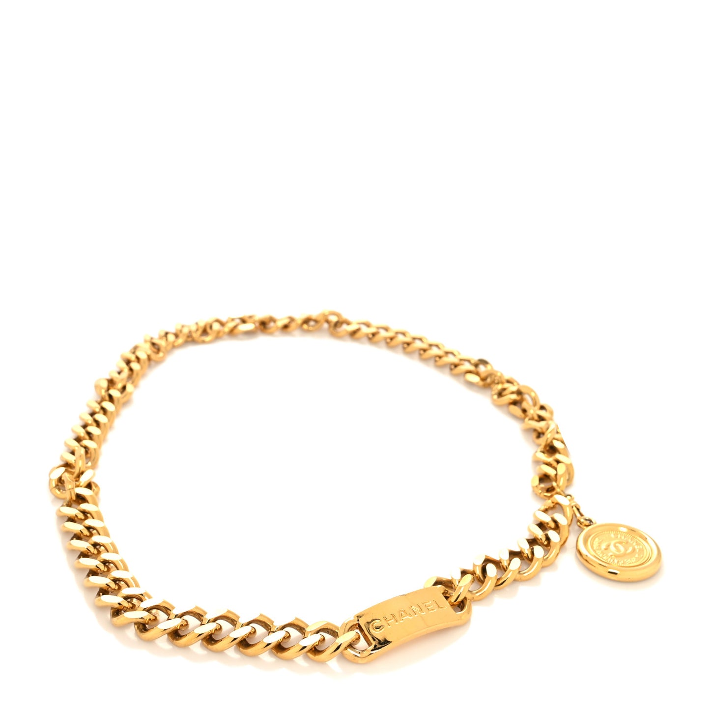 Metal Chain CC Medallion Belt Gold