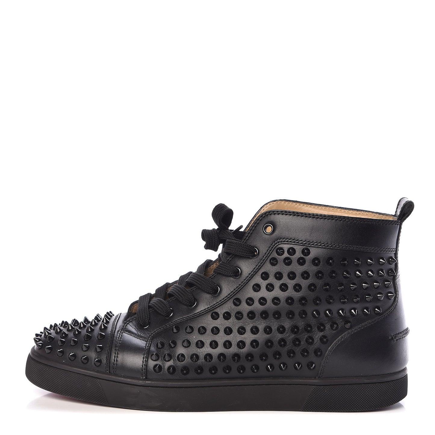 Calfskin Mens Louis Spikes Flat Sneakers 45 Black