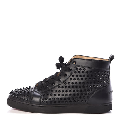 Christian Louboutin Calfskin Mens Louis Spikes Flat Sneakers 45 Black 1 of 13