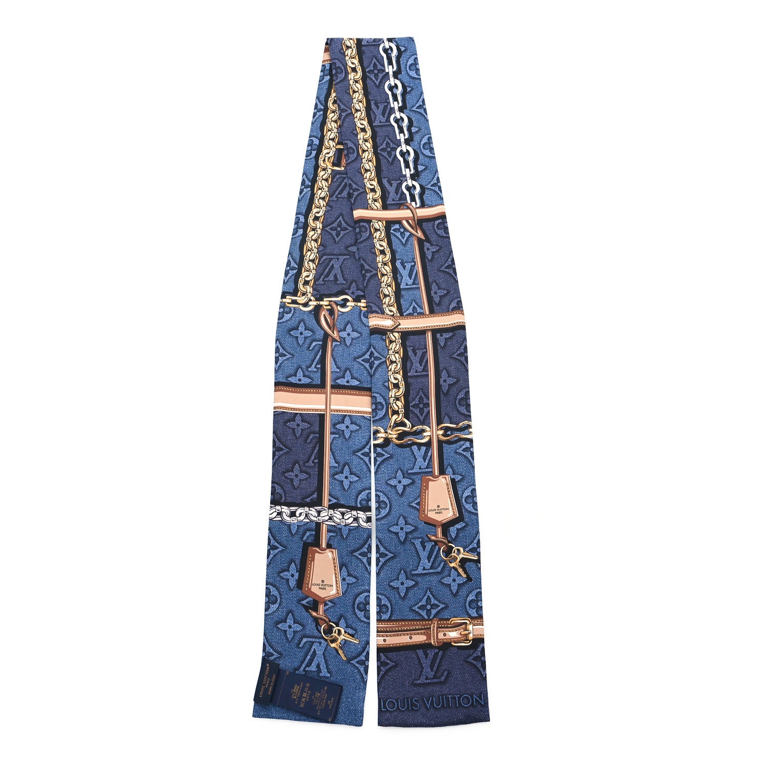 Louis Vuitton Silk Denimgram Confidential Bandeau Denim Blue 2 of 3