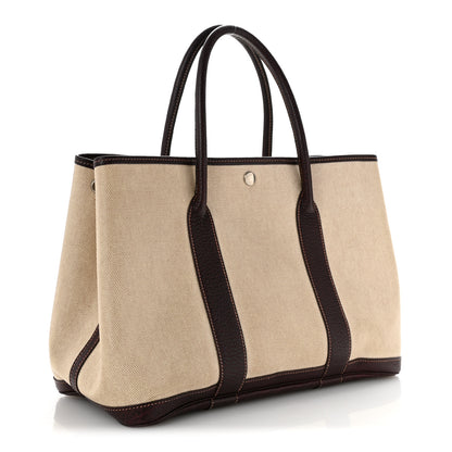 Hermes Buffle Skipper Toile Garden Party 36 MM Tote Marron Fonce 3 of 12