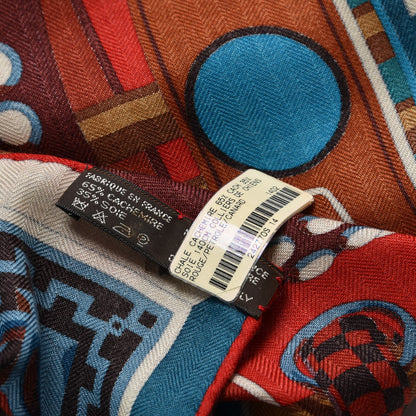Hermes Cashmere Silk Colliers de Chiens Shawl 140 Rouge Petrole Canard 10 of 10