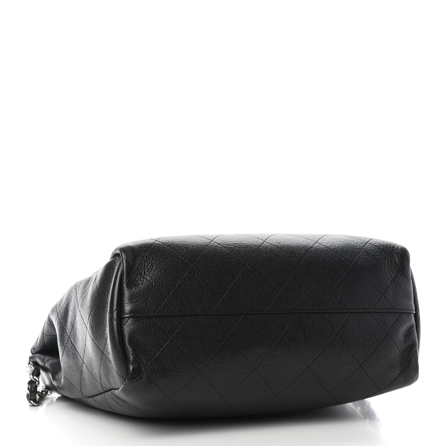 Caviar Stitched Medium Lady Coco Shopping Tote Black