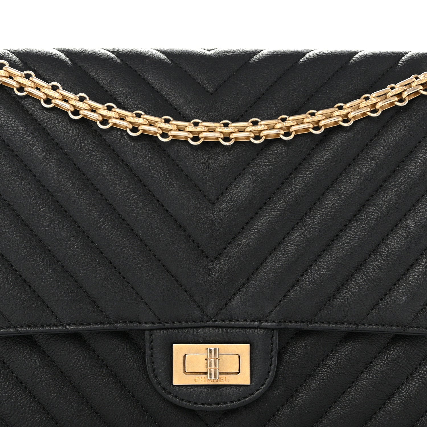 Chanel Crumpled Calfskin Chevron Quilted 2.55 Reissue 226 Black 8 of 11