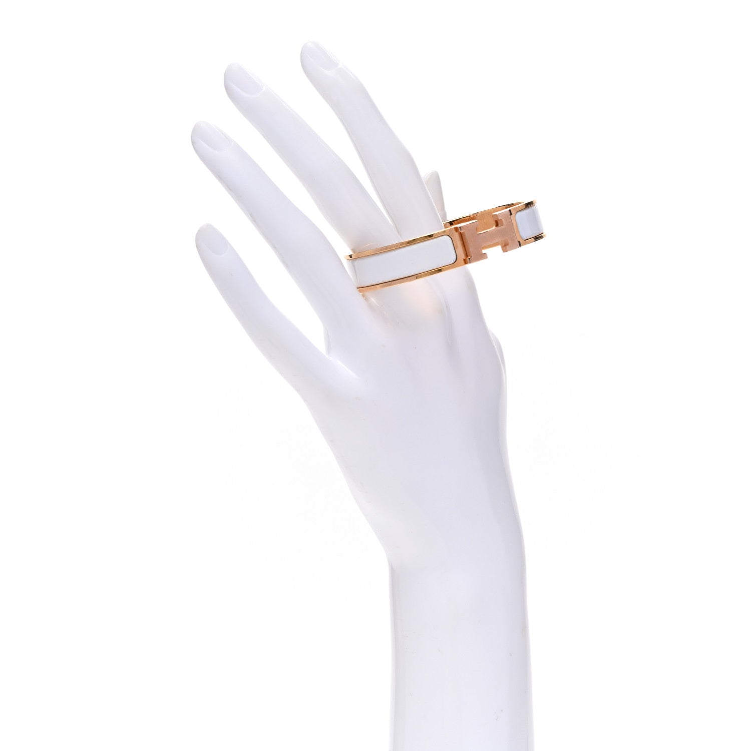 Hermes Enamel Narrow Clic Clac H Bracelet GM White 2 of 5