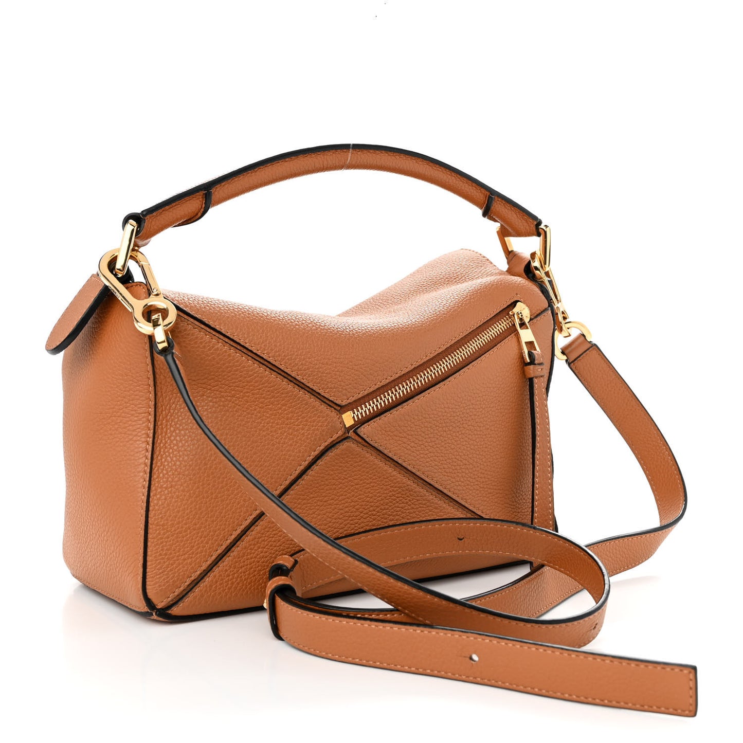 Grained Calfskin Small Puzzle Bag Tan