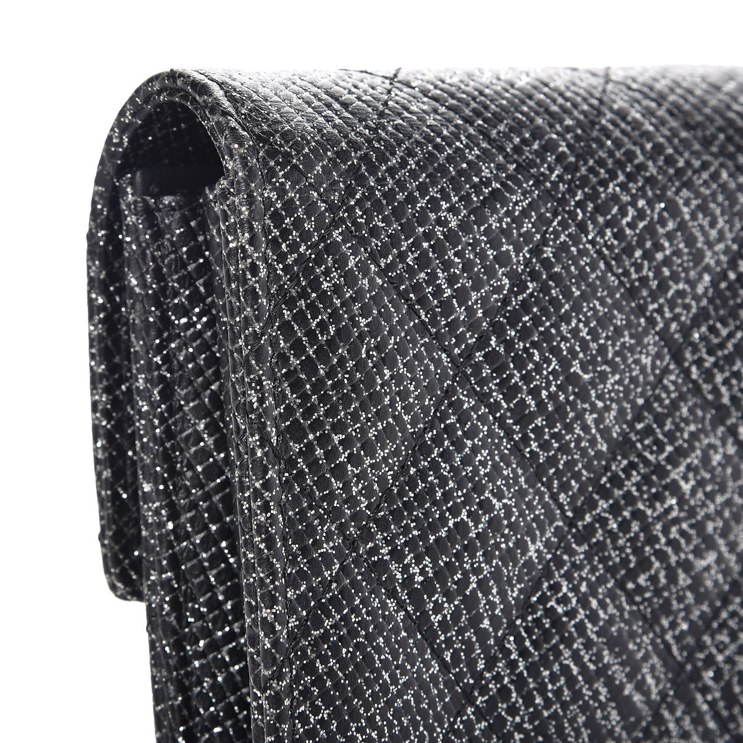 Chanel Glitter Calfskin Quilted Long Flap Wallet Black 9 of 10