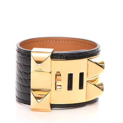 Hermes Shiny Alligator Collier de Chien CDC Bracelet S Black 3 of 8