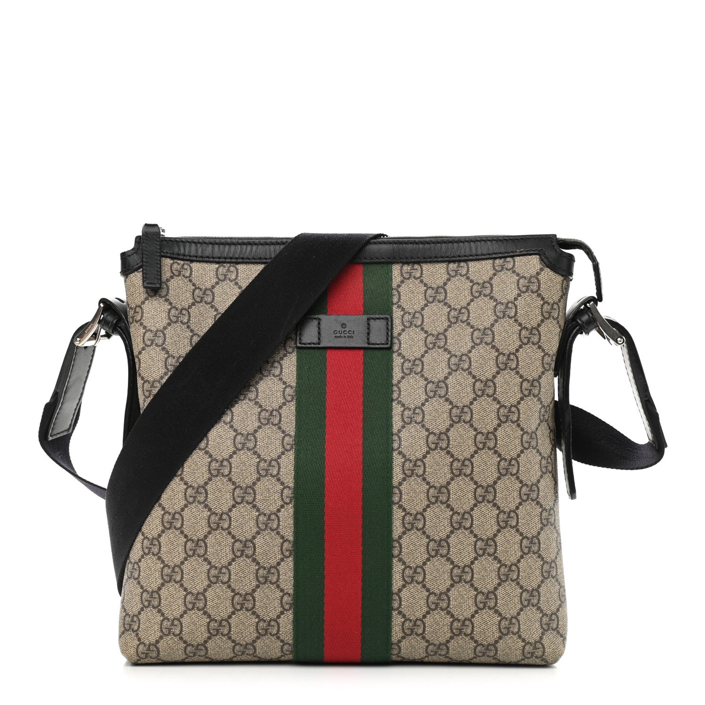 GG Supreme Monogram Web Messenger Bag Black