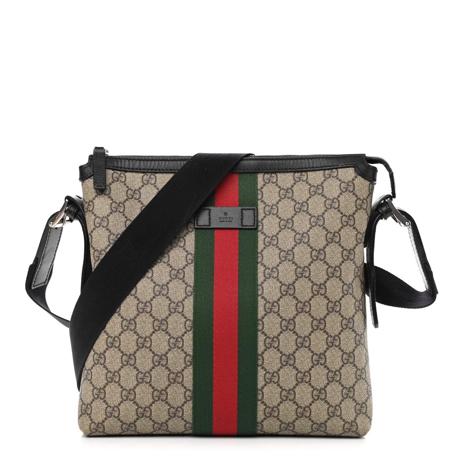 Gucci GG Supreme Monogram Web Messenger Bag Black 1 of 11