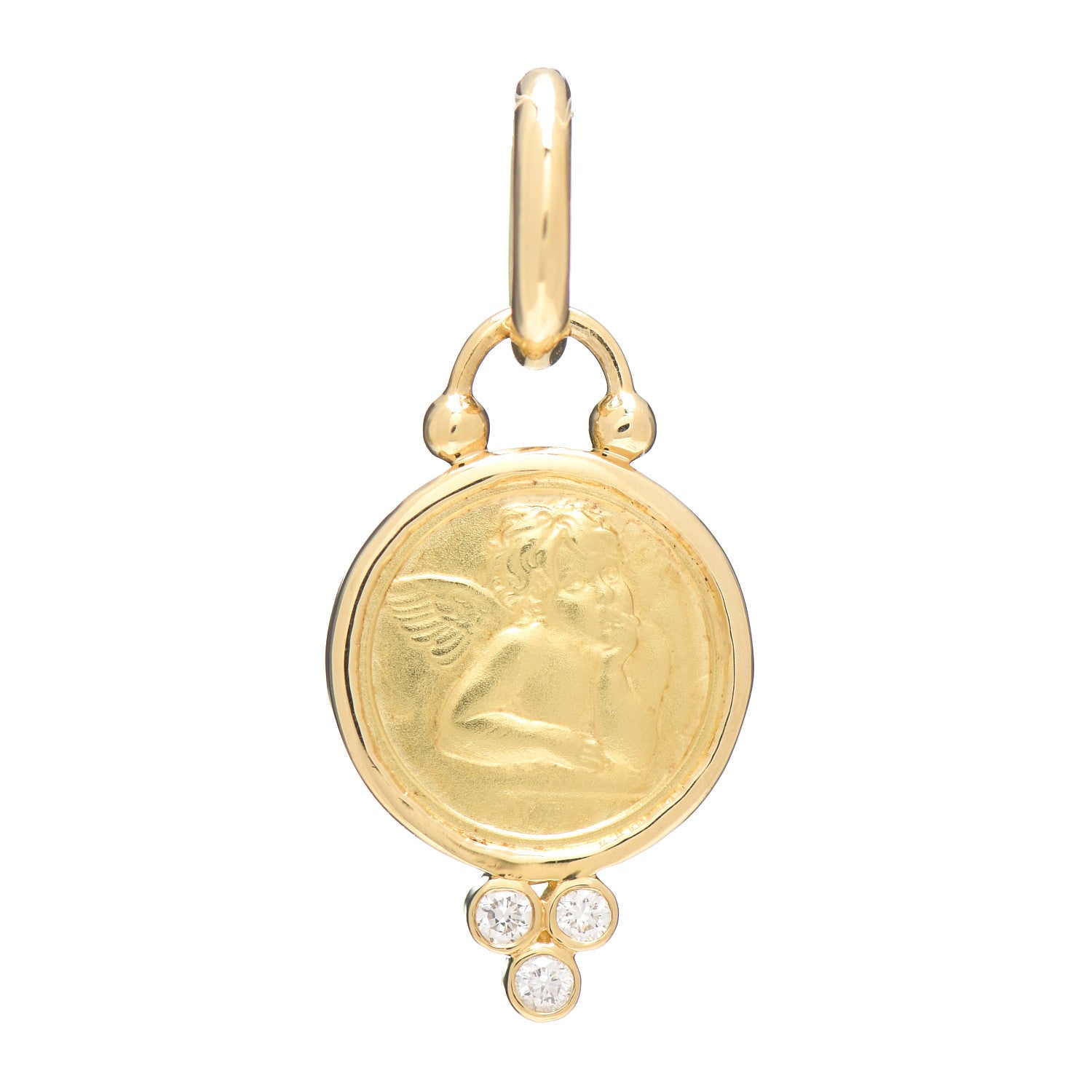 Temple St. Clair 18K Yellow Gold Diamond 10mm Angel Pendant 1 of 3