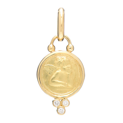 Temple St. Clair 18K Yellow Gold Diamond 10mm Angel Pendant 1 of 3