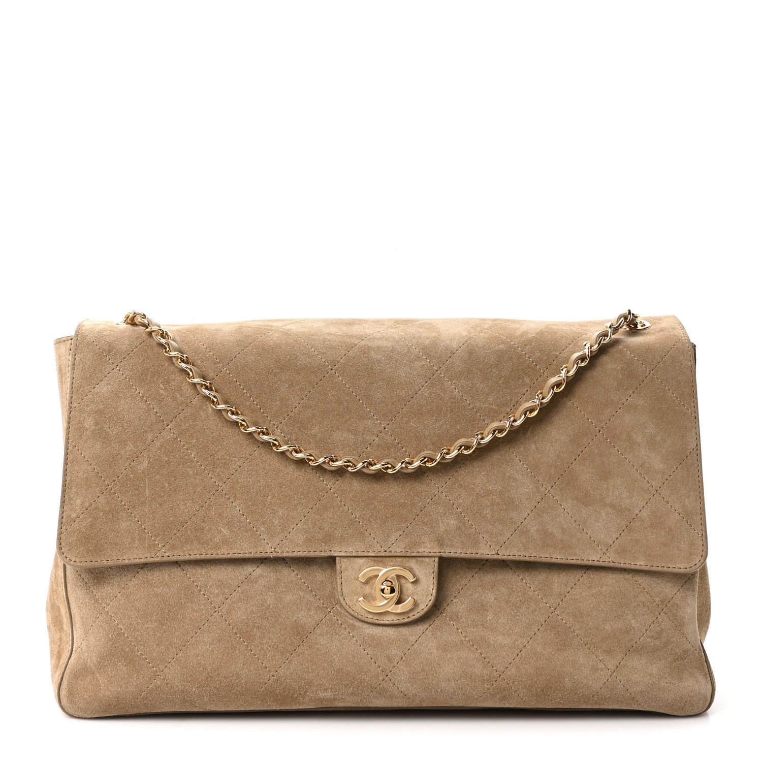 Chanel Suede Calfskin Souplissimo Maxi Flap Dark Beige 1 of 10