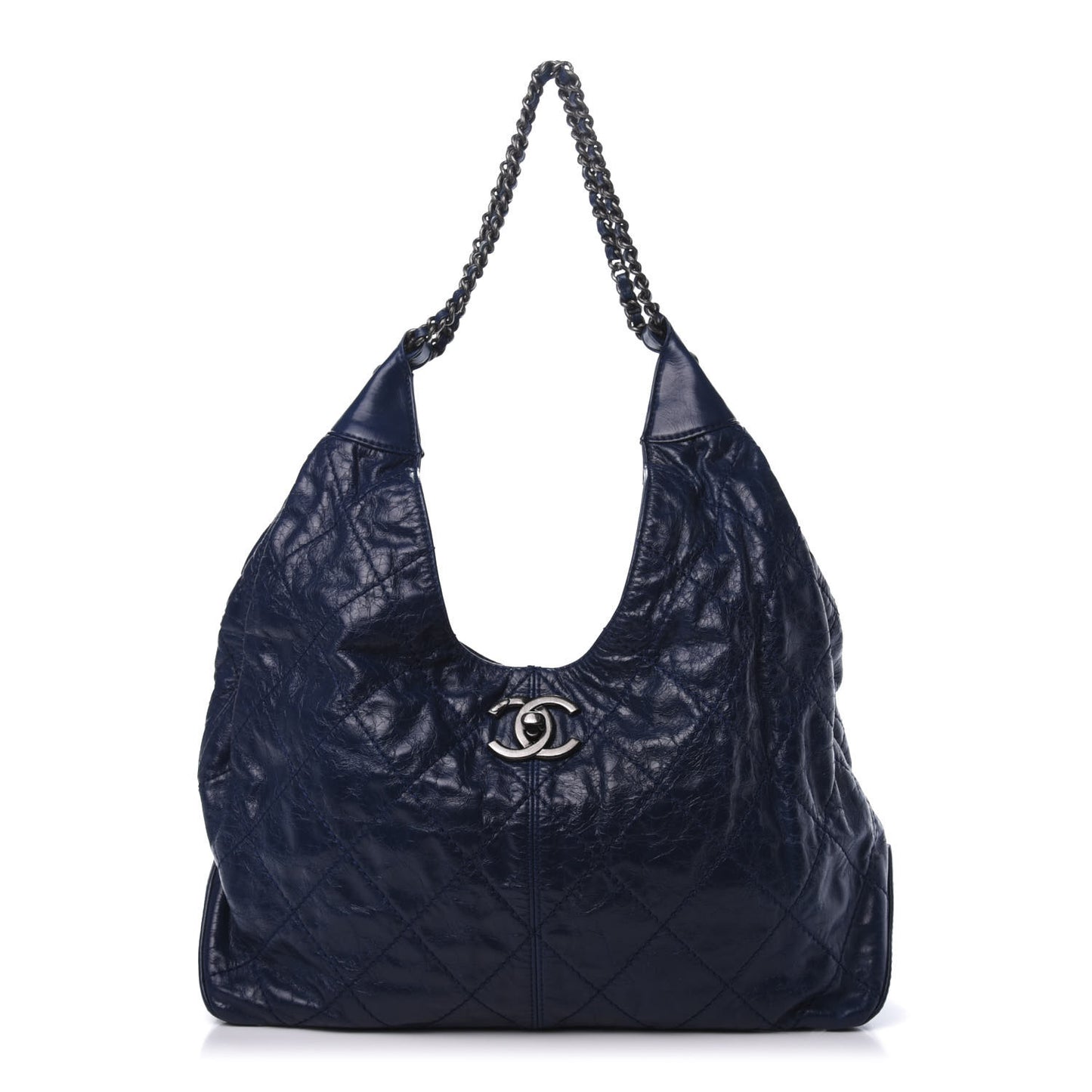 Aged Calfskin Quilted Coco Supple Hobo Blue
