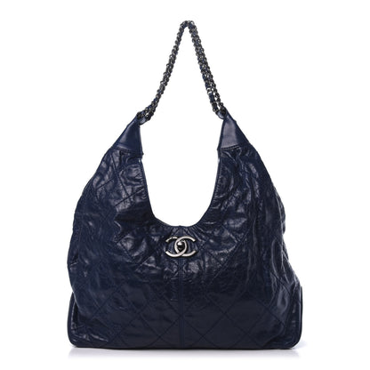 Chanel Aged Calfskin Quilted Coco Supple Hobo Blue 1 of 10