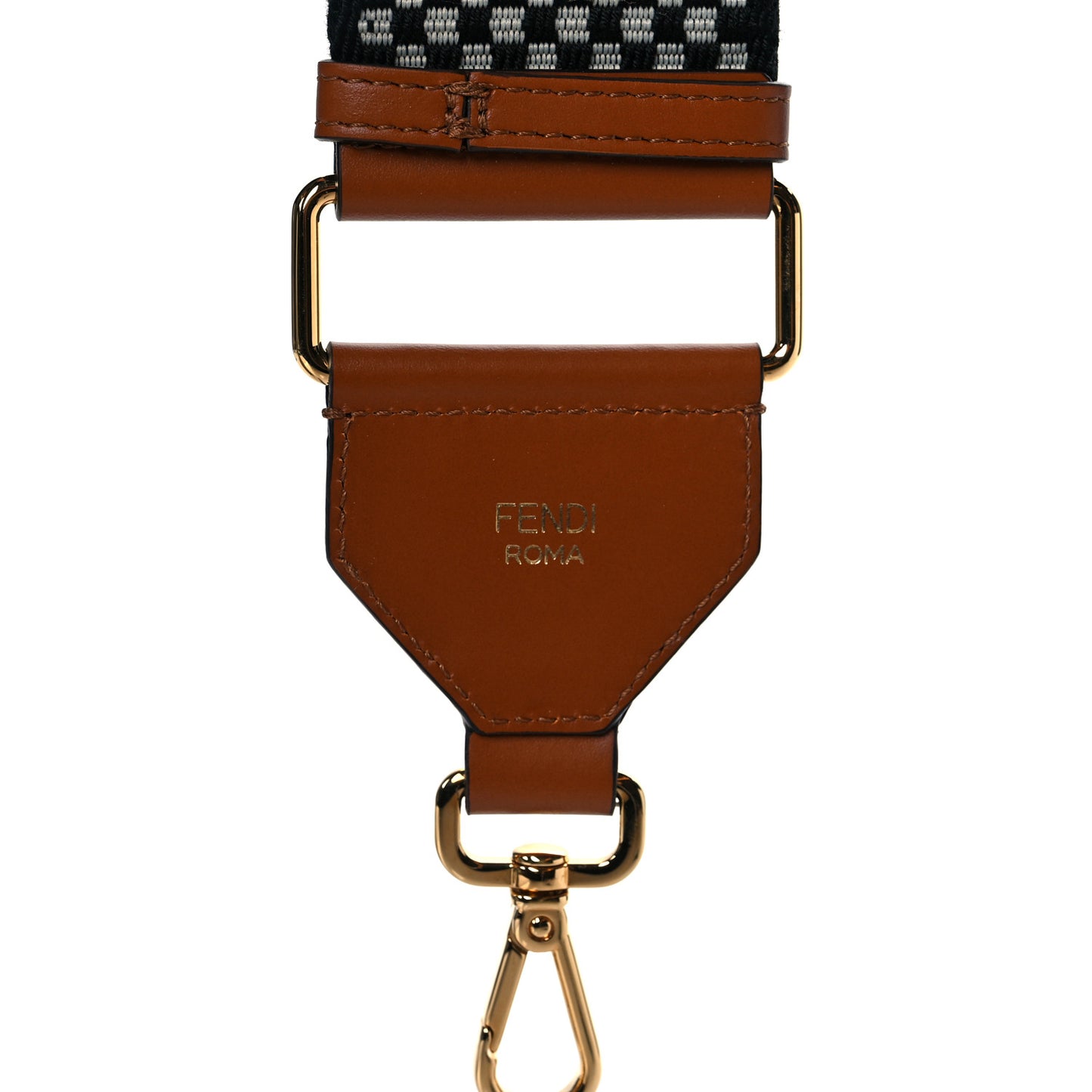 Ribbon Vitello King Logo Embossed Gingham Woven Adjustable Strap You Panna Black Cuoio