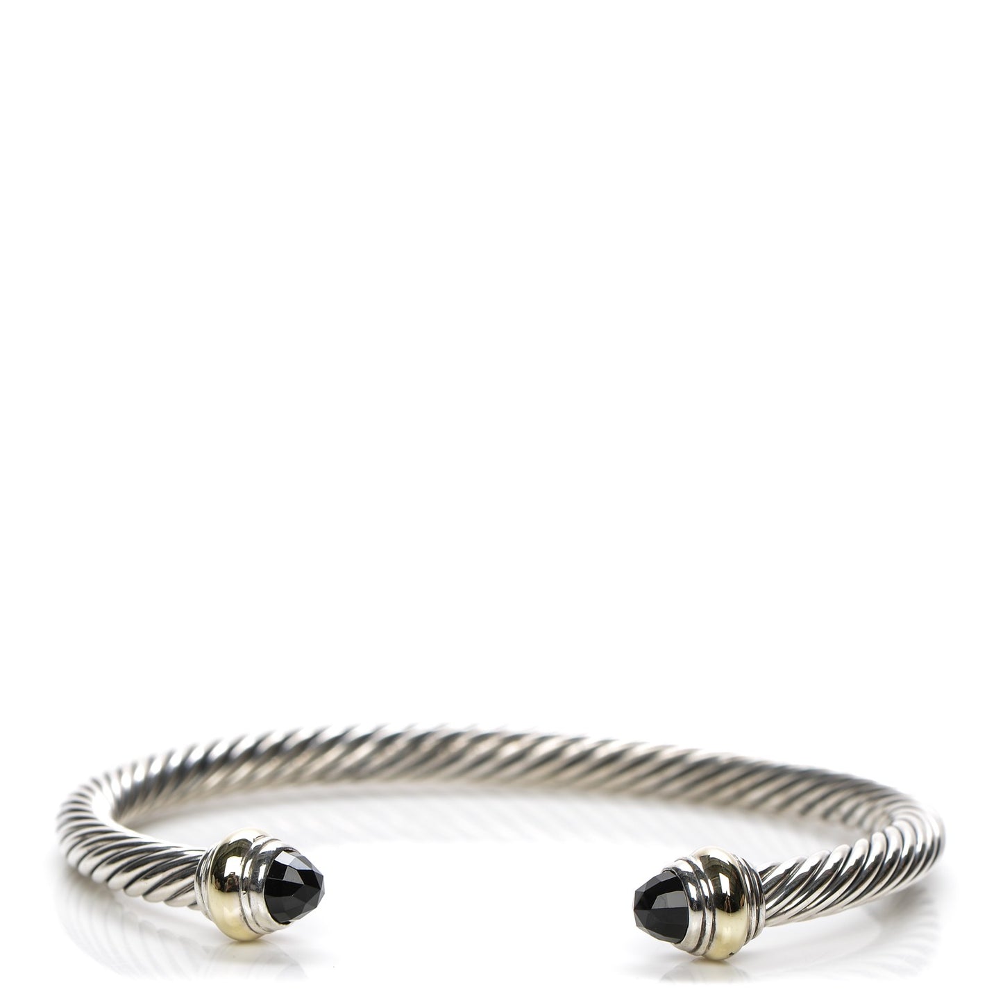 Sterling Silver 14K Yellow Gold Black Onyx 5mm Cable Classics Bracelet