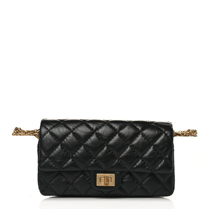 Chanel Aged Calfskin Quilted 2.55 Reissue Flap Belt Bag Clutch Black 1 of 9