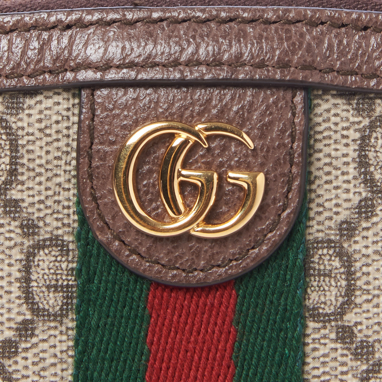 GG Supreme Monogram Textured Calfskin Web Medium Ophidia Cosmetic Case Beige Ebony New Acero