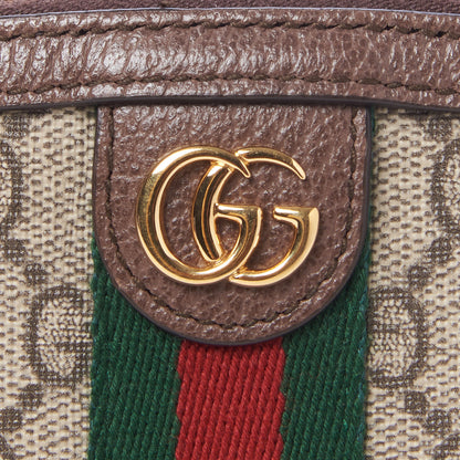 Gucci GG Supreme Monogram Textured Calfskin Web Medium Ophidia Cosmetic Case Beige Ebony New Acero 7 of 9