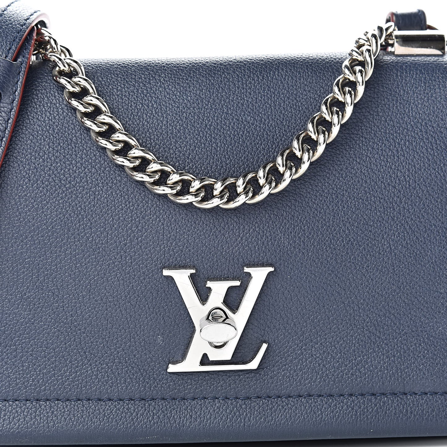 Calfskin Lockme II Chain Bag BB Marine Rouge