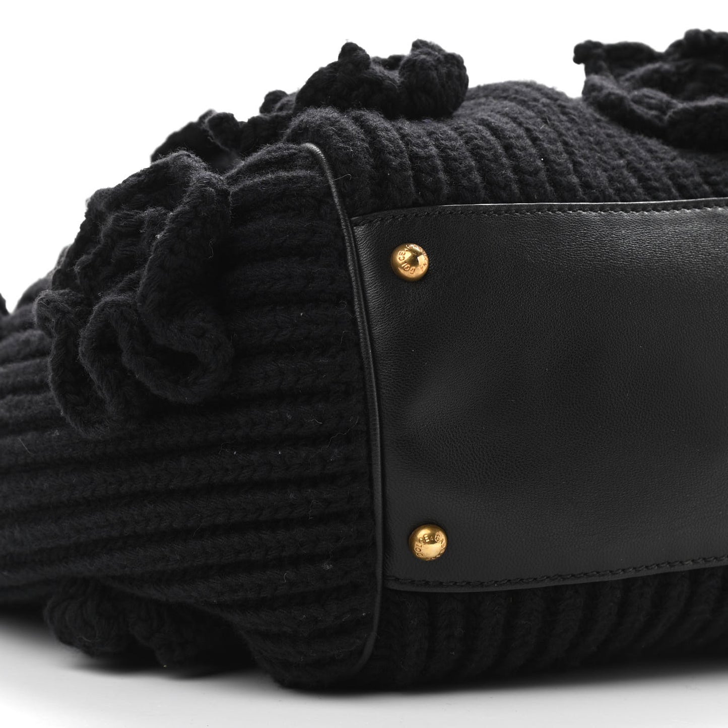 Calfskin Floral Knit Miss Sicily Satchel Black