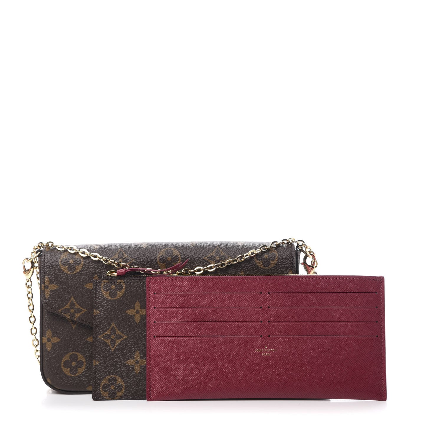 Monogram Pochette Felicie Chain Wallet Fuchsia